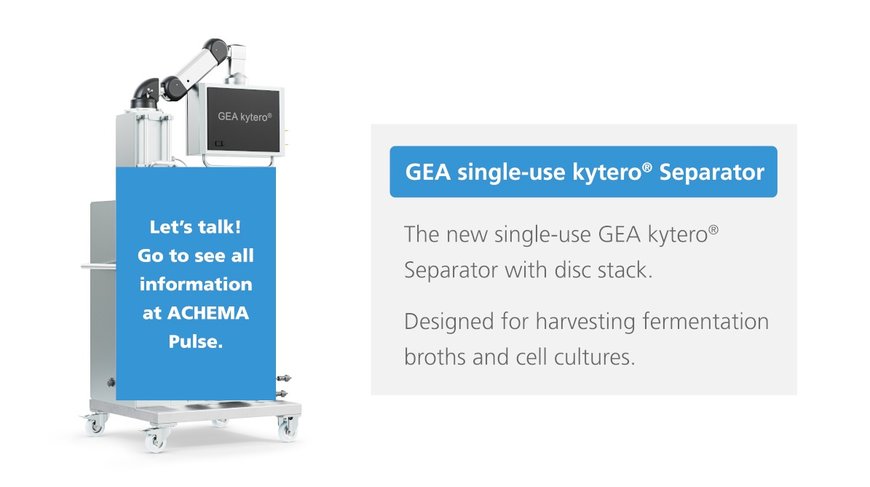 GEA stellt Einweg-Disc-Stack-Separator kytero® für die Gewinnung von Zellen auf der ACHEMA Pulse vor
